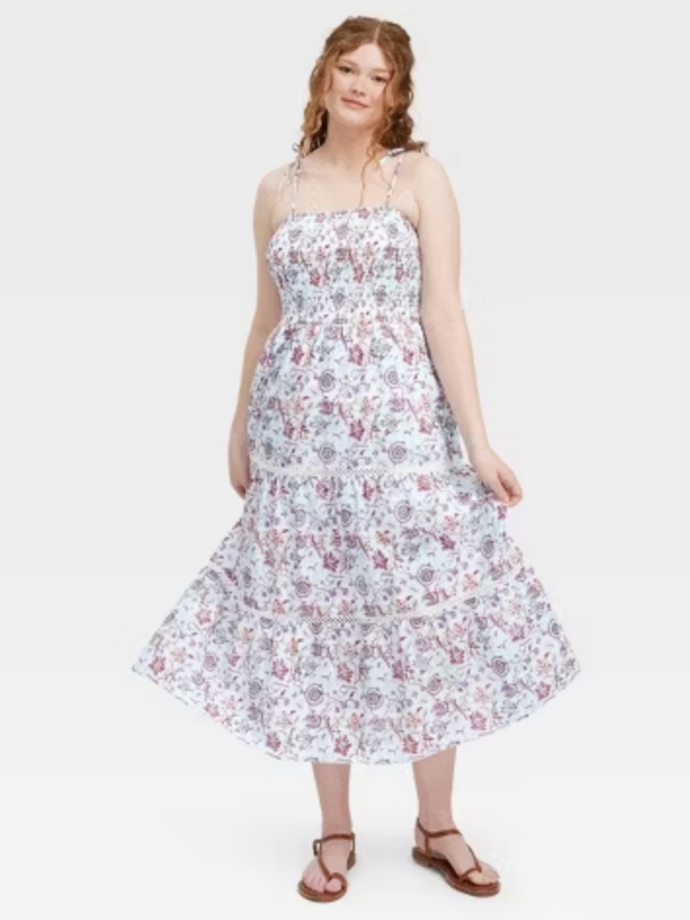 Roller Rabbit X Target Floral Smocked Midi Dress with Tie Straps